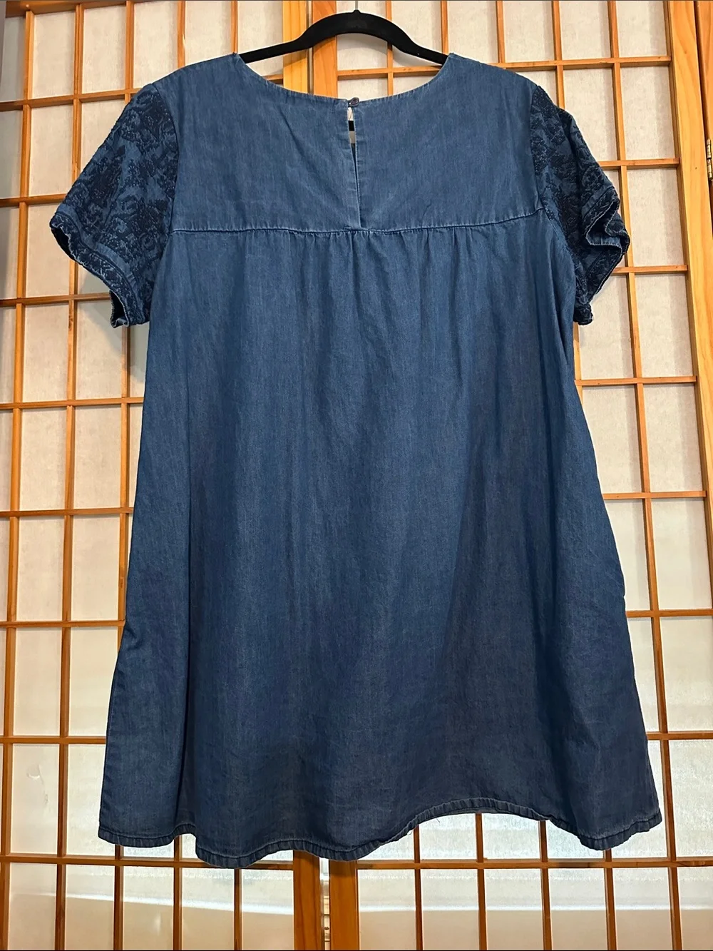 World Market Embroidered Indigo Denim Tunic Dress - Picture 5 of 5